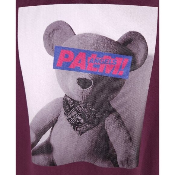 Palm Angels Teddy Bear Print Sweatshirt L Mens Plum - Picture 2 of 16